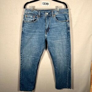 Levi's 505 Jeans Mens 32x30 Blue Denim Medium Wash Whiskering Regular Straight